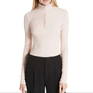 VINCE Ribbed Half-zip Pullover  In Desert Rose Size Small